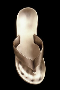 Sand-cast brass flip-flop door knocker
