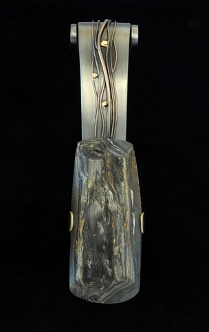 Metal and slate with pyrite door knocker